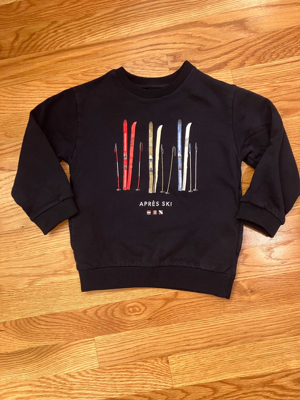 Mayoral Navy Sweatshirt with Red, Cream & Blue Ski Poles Graphic
